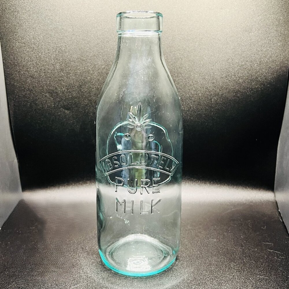 Vetreria Etrusca VE Absolutely Pure Milk Bottle Vintage Green Glass Italy 32 oz